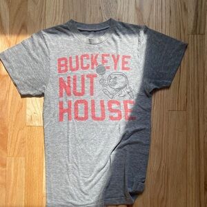 HOMAGE Heather Gray Tee with Red Buckeye Graphic